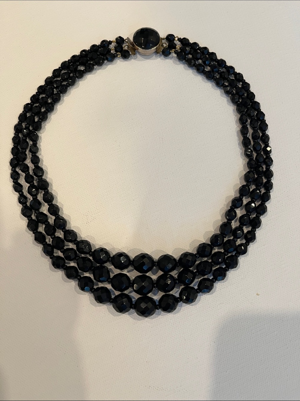 Vintage Multi-Strand Black Beaded Necklace - Classic Evening Jewelry
